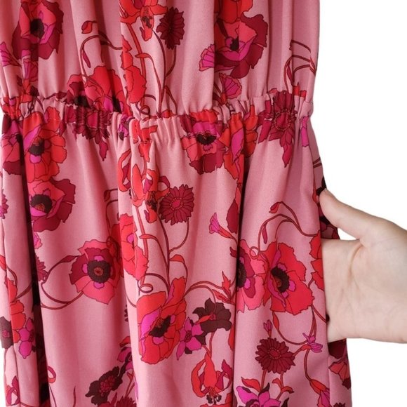 WILFRED Hosta cold shoulder floral dress in pink and red sz XS - Picture 6 of 10